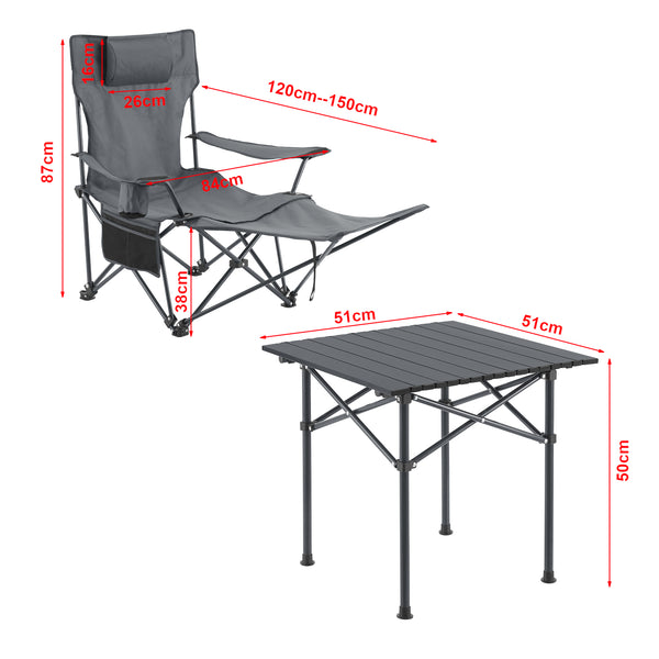 Set camping Bellante 1 masa si 2 scaune pliante otel poliester [casa.pro]