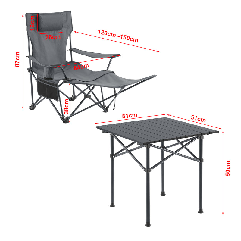Schiță cotată Set camping Bellante 1 masa si 2 scaune pliante otel poliester [casa.pro]