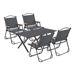 Set 5 piese mobilier gardina Botrugno 1 masa fixa si 4 scaune pliabile aluminiu textil  [casa.pro]