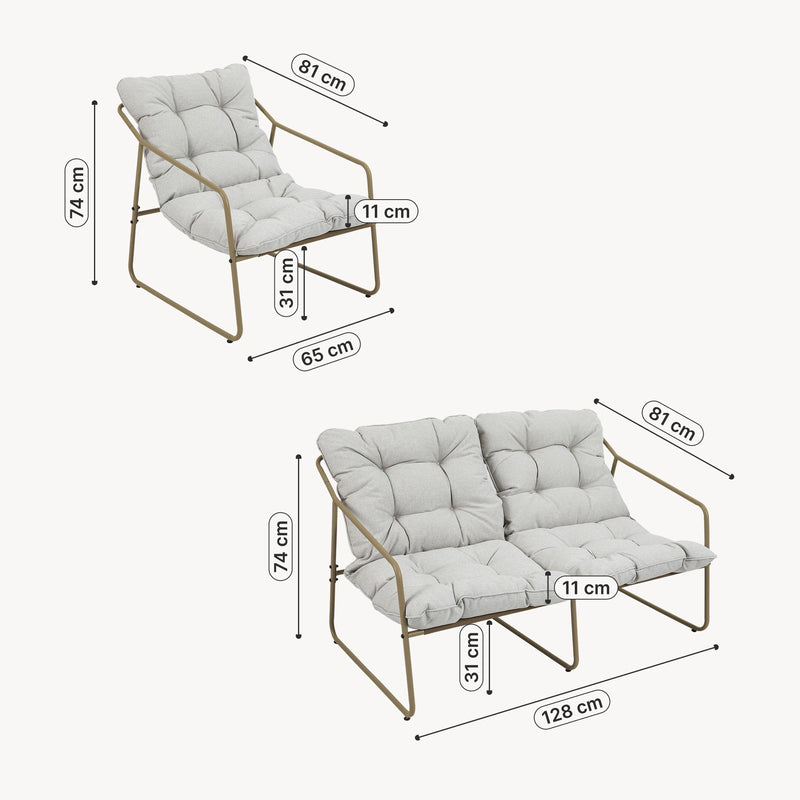 Schiță cotată Set 5 piese mobilier gradina Kivanta [en.casa]
