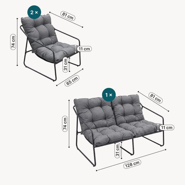 Set 5 piese mobilier gradina Kivanta [en.casa]