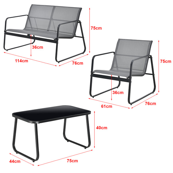 Set mobilier gradina Palencia masa 2 scaune banca culori diferite [en.casa] 