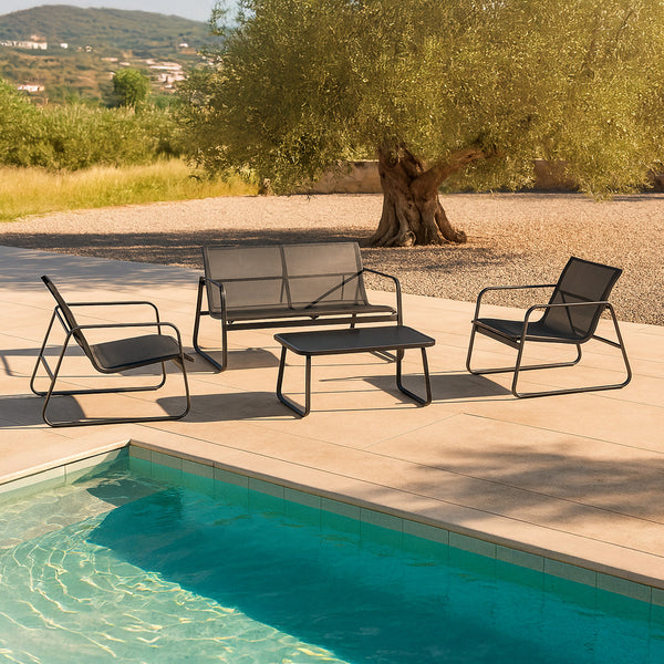 Set mobilier gradina Palencia masa 2 scaune banca culori diferite [en.casa] 