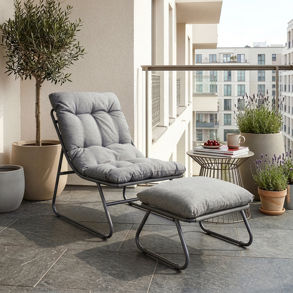 Set 2 piese mobilier gradina fotoliu cu suport picioare Malmö [casa.pro] 
