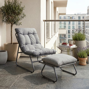 Set 2 piese mobilier gradina fotoliu cu suport picioare Malmö [casa.pro] 