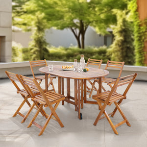 Set masa cu 6 scaune gradina Acerenza  lemn natur pliabil [en.casa]