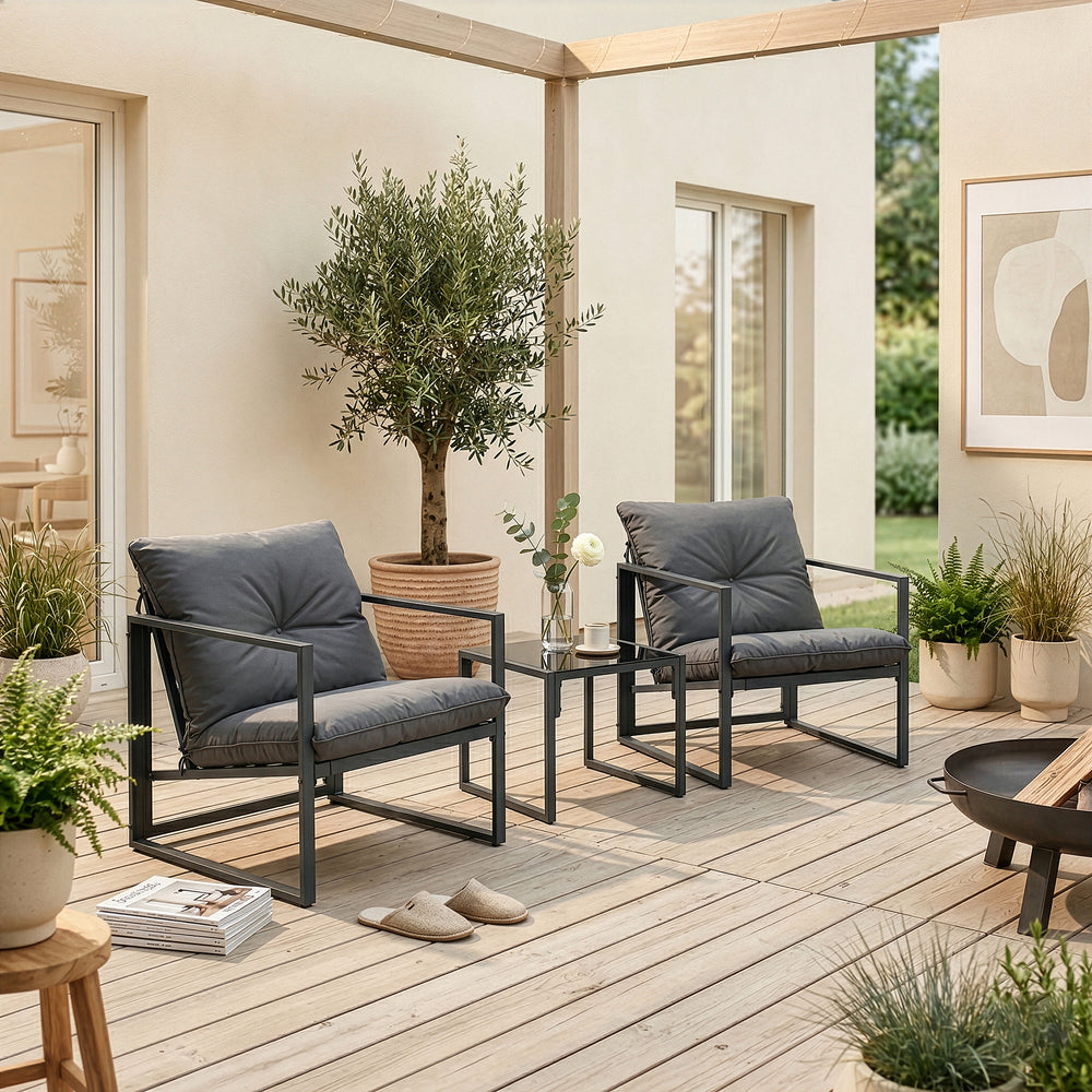 Set 3 piese mobilier gradina 1 masa si 2 fotolii Karg [casa.pro]