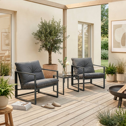 Set 3 piese mobilier gradina 1 masa si 2 fotolii Karg [casa.pro]