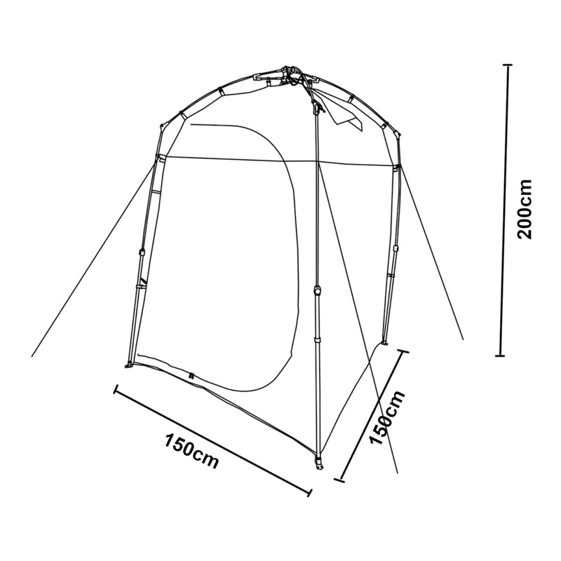 Schiță cotată Cort dus Ayas 150x150x200cm [pro.tec]