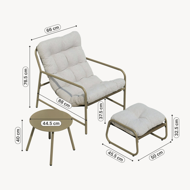 Schiță cotată Set 3 piese mobilier gradina Trerdfjoa [en.casa]