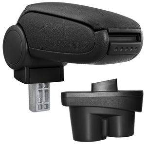 Mittelarmlehne Passgenau für Opel Corsa E ab Bj. 2014 - Armauflage mit Staufach - gepolstert - schwarz - grau [pro.tec] - premiumXL