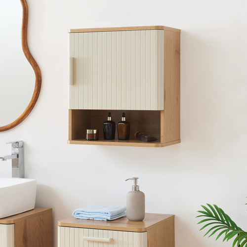 Dulap perete baie Ferrersp 50x45x24 cm efect stejar/oatmeal [en.casa]