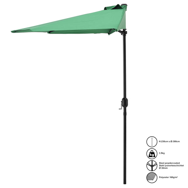Umbrela semicirculara HU300 Eger 300x150x30 cm [casa.pro]