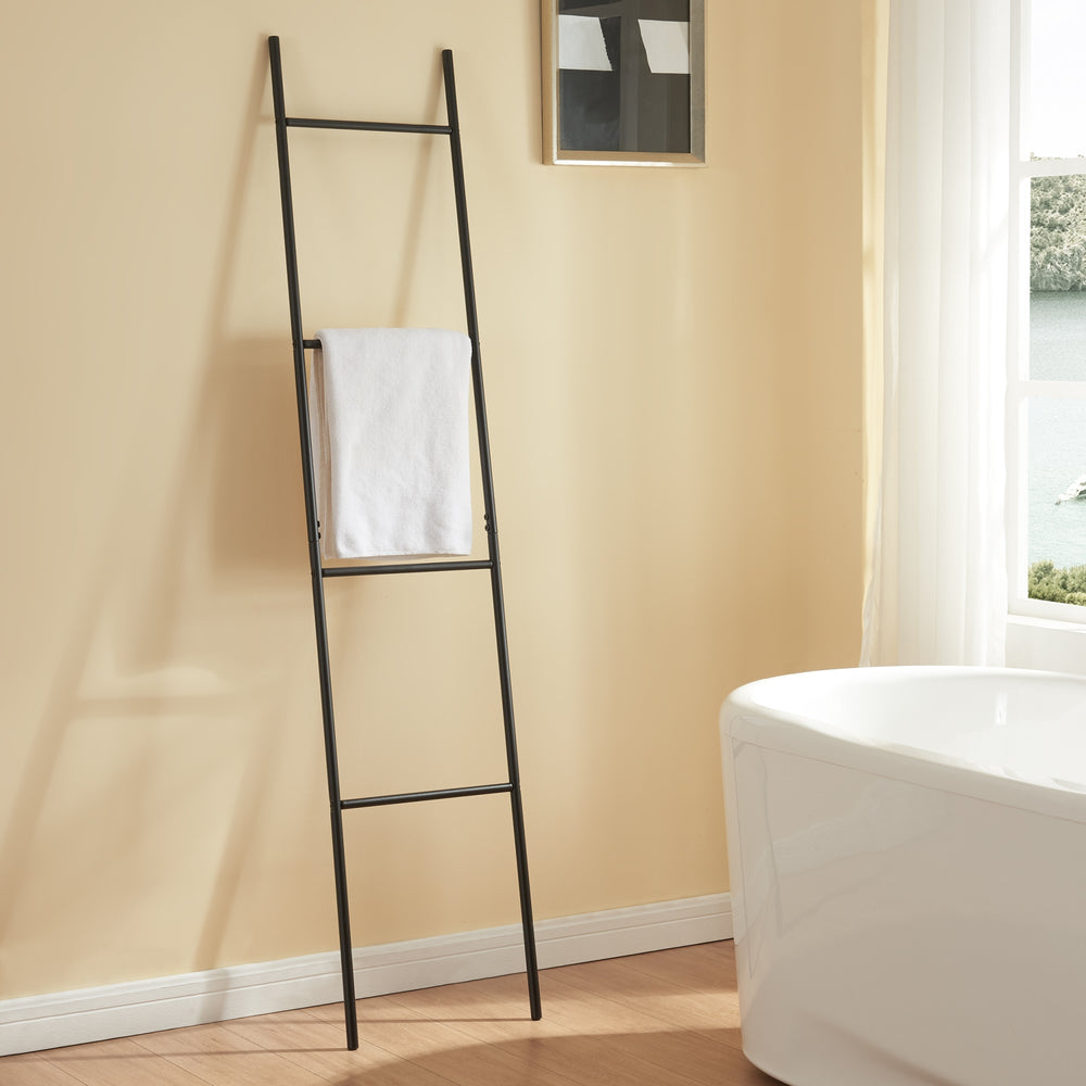 Suport prosoape design scara Bodø 176x38x2cm negru [en.casa]