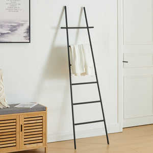 Suport scara prosoape Øyer 170x45x2cm otel negru [en.casa]