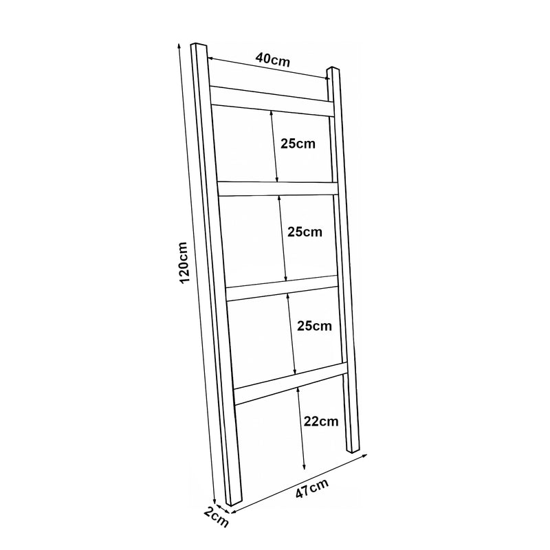 Schiță cotată Suport prosoape Luumäki 120x47x2cm lemn design scara culori diferite [en.casa]