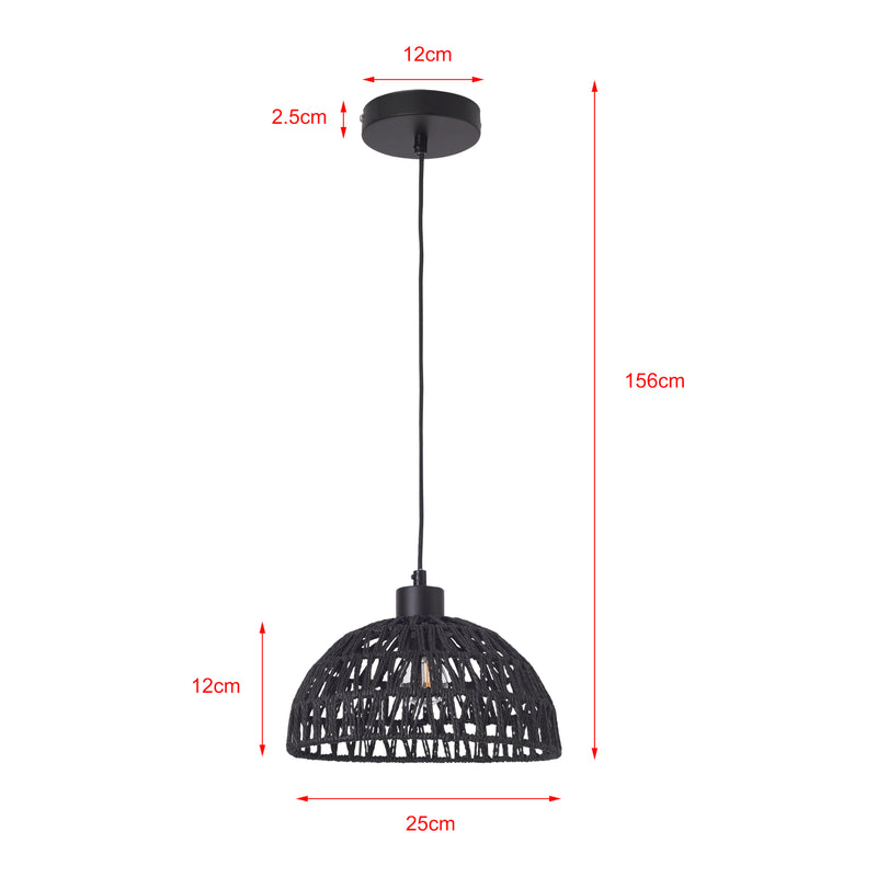 Schiță cotată Lampa de plafon Alton 156 cm 1 x E27 60W metal ratan [lux.pro]