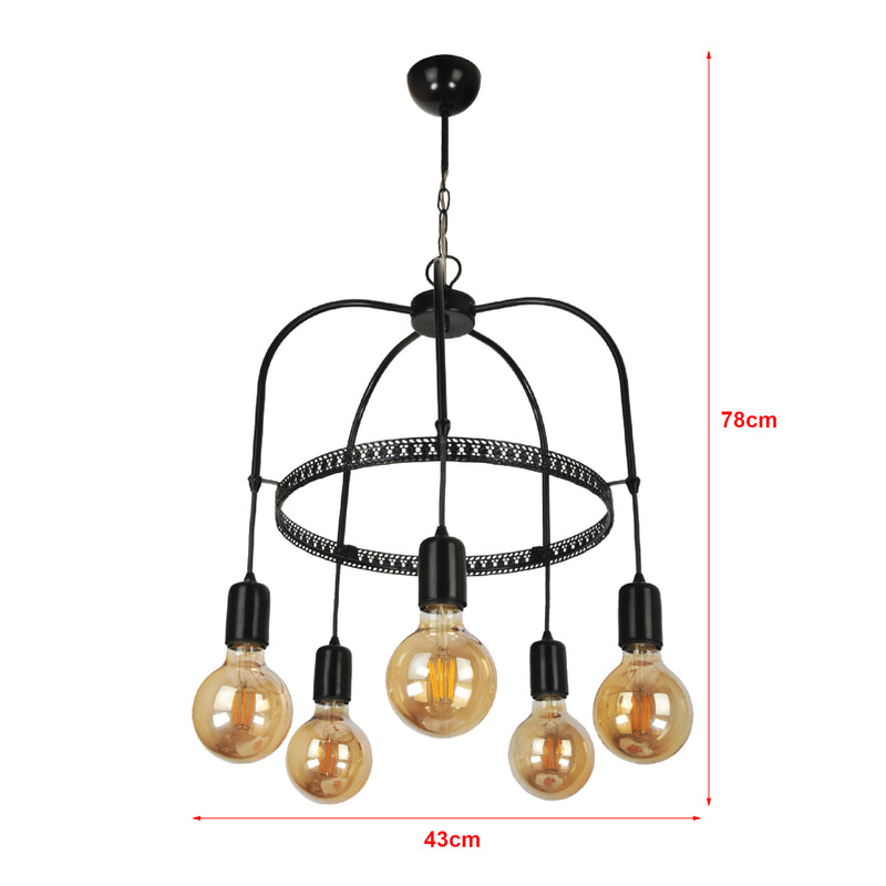 Schiță cotată Lustră suspendată Llandudno E27 metal în diferite culori și dimensiuni [lux.pro]