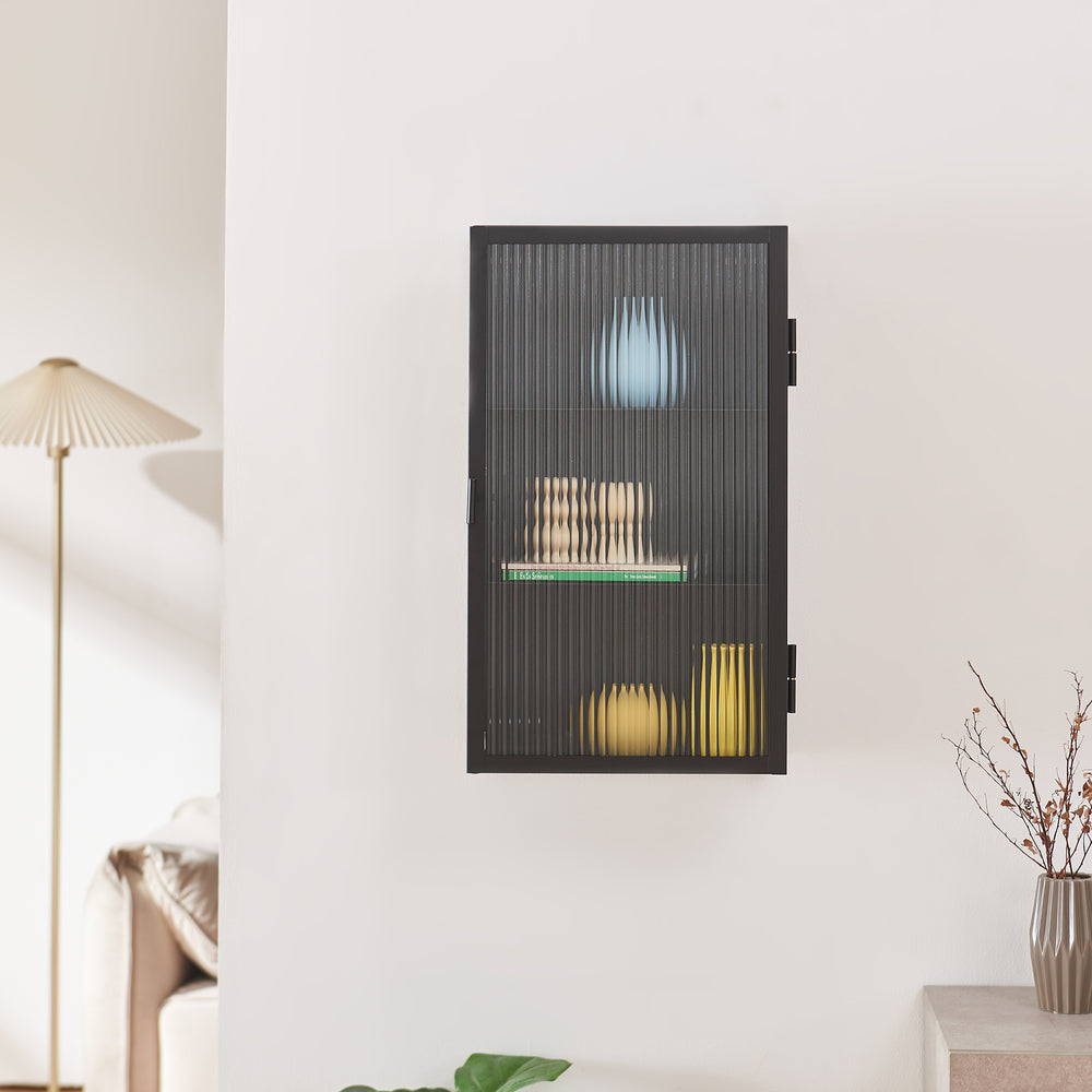 Dulap de perete cu usa sticla canelata Zundert 60x35x15 cm [en.casa]