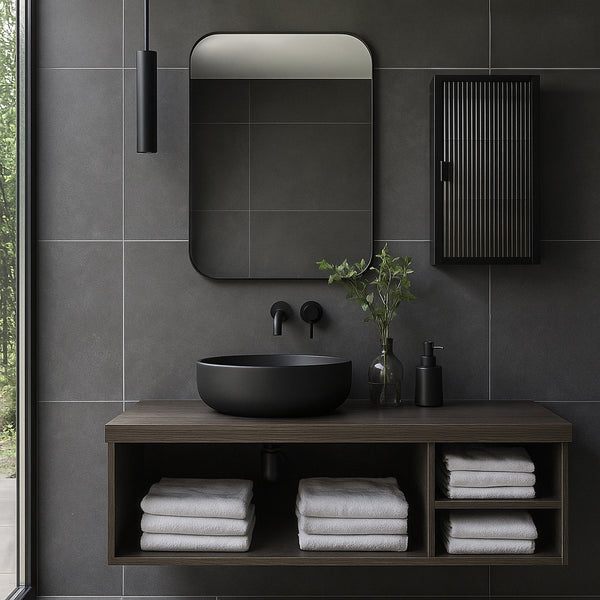 Dulap de perete cu usa sticla canelata Zundert 60x35x15 cm [en.casa]