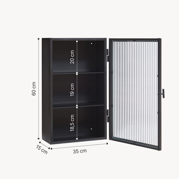 Dulap de perete cu usa sticla canelata Zundert 60x35x15 cm [en.casa]