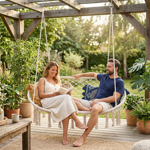 Fotoliu suspendat Kailua 135x129 cm crem deschis [casa.pro] 