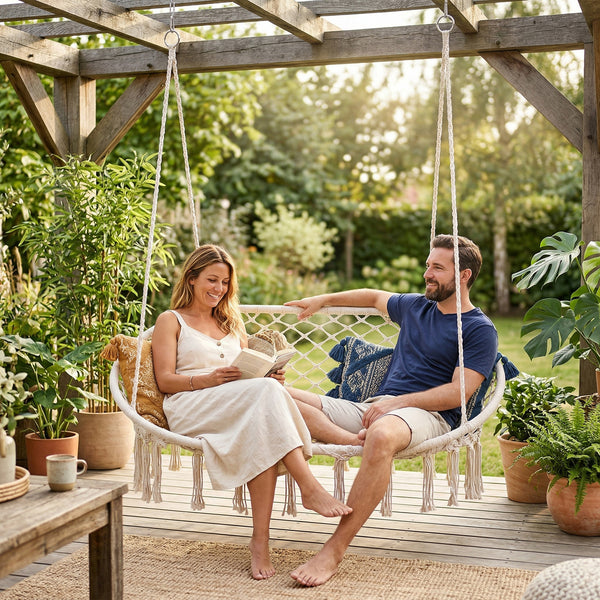 Fotoliu suspendat Kailua 135x129 cm crem deschis [casa.pro] 