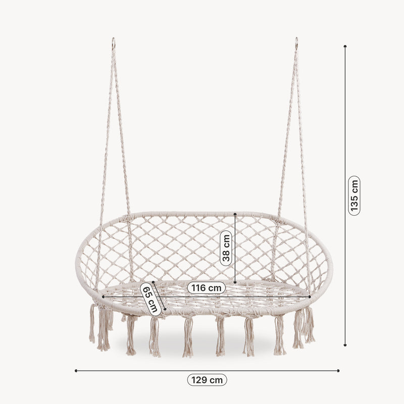 Schiță cotată Fotoliu suspendat Kailua 135x129 cm crem deschis [casa.pro] 
