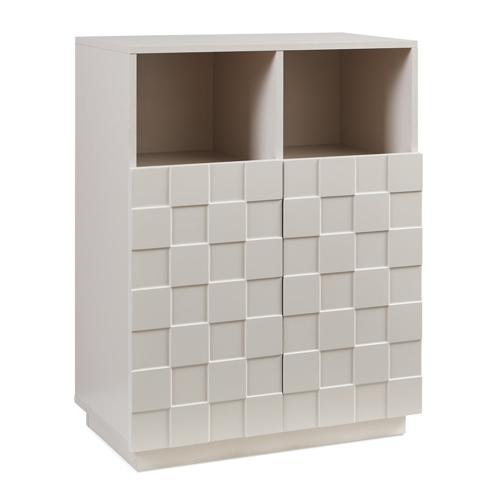 Comoda inalta living Bopibobro cu 2 usi decorative 3D [en.casa]