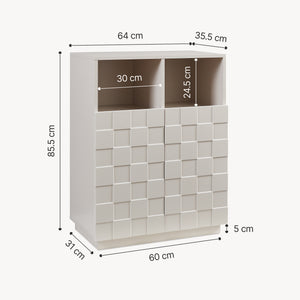 Comoda inalta living Bopibobro cu 2 usi decorative 3D [en.casa]
