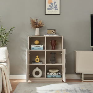Comoda inalta living Bopibobro cu 2 usi decorative 3D [en.casa]