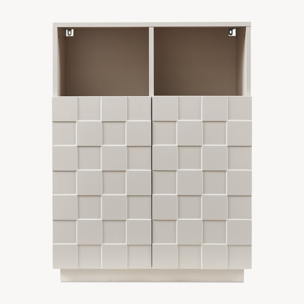 Comoda inalta living Bopibobro cu 2 usi decorative 3D [en.casa]