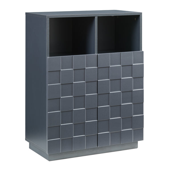 Comoda inalta living Bopibobro cu 2 usi decorative 3D [en.casa]