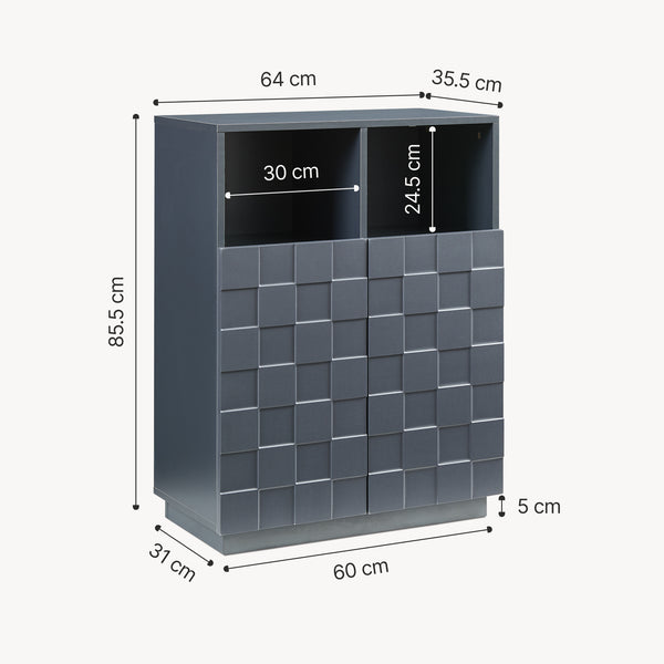 Comoda inalta living Bopibobro cu 2 usi decorative 3D [en.casa]