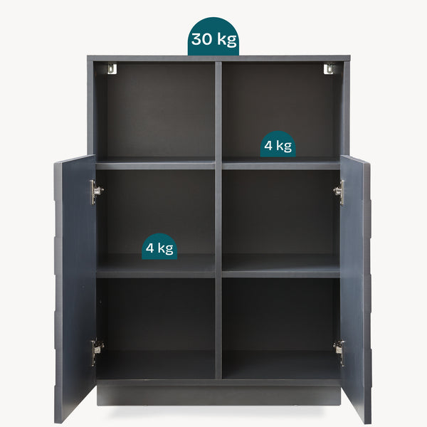 Comoda inalta living Bopibobro cu 2 usi decorative 3D [en.casa]
