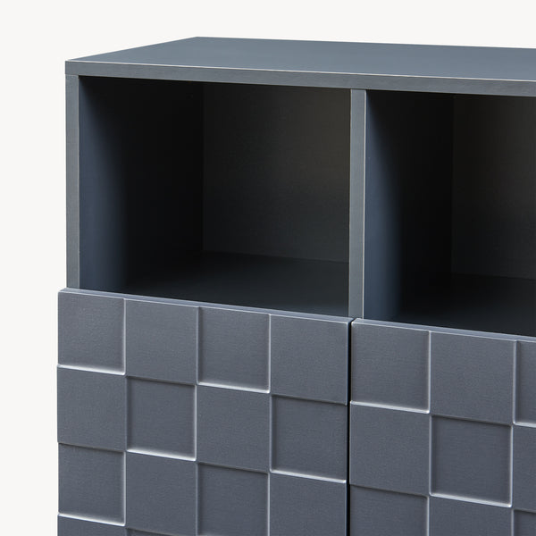 Comoda inalta living Bopibobro cu 2 usi decorative 3D [en.casa]