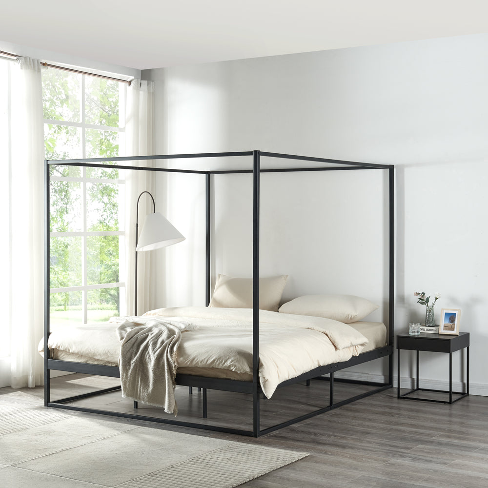 Himmelbett Kristianstad Metall Schwarz in versch. Größen [en.casa] - premiumXL