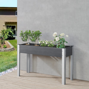Jardiniera inalta Beverwijk aluminiu/WPC gri inchis masuri diferite [en.casa]