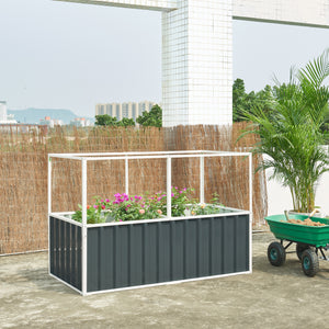 Jardiniera inalta cu capac plasa Alblasserdam otel antracit verde [en.casa]