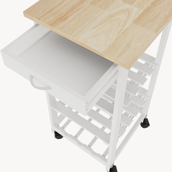 Carucior servire la masa cu roti sertar si 3 rafturi Biel 76x37x37 cm [en.casa]