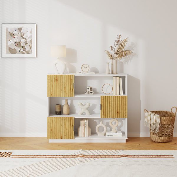 Raft carti cu 3 usi Verhundar 102x120x30 cm [en.casa]