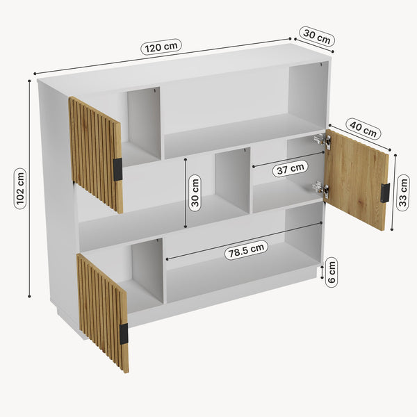 Raft carti cu 3 usi Verhundar 102x120x30 cm [en.casa]