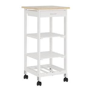 Carucior servire la masa cu roti sertar si 3 rafturi Biel 76x37x37 cm [en.casa]