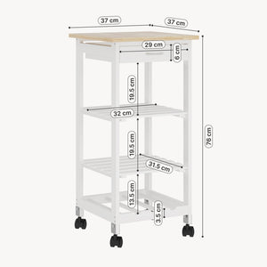 Carucior servire la masa cu roti sertar si 3 rafturi Biel 76x37x37 cm [en.casa]