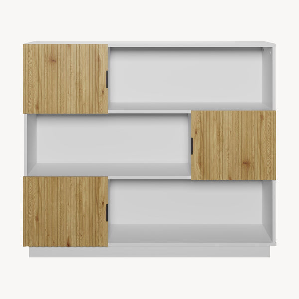 Raft carti cu 3 usi Verhundar 102x120x30 cm [en.casa]