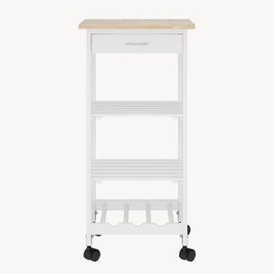Carucior servire la masa cu roti sertar si 3 rafturi Biel 76x37x37 cm [en.casa]