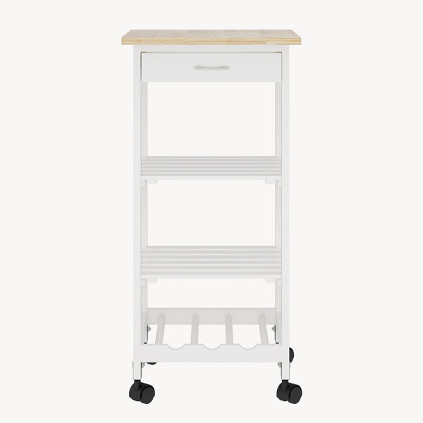 Carucior servire la masa cu roti sertar si 3 rafturi Biel 76x37x37 cm [en.casa]