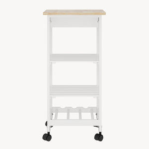 Carucior servire la masa cu roti sertar si 3 rafturi Biel 76x37x37 cm [en.casa]