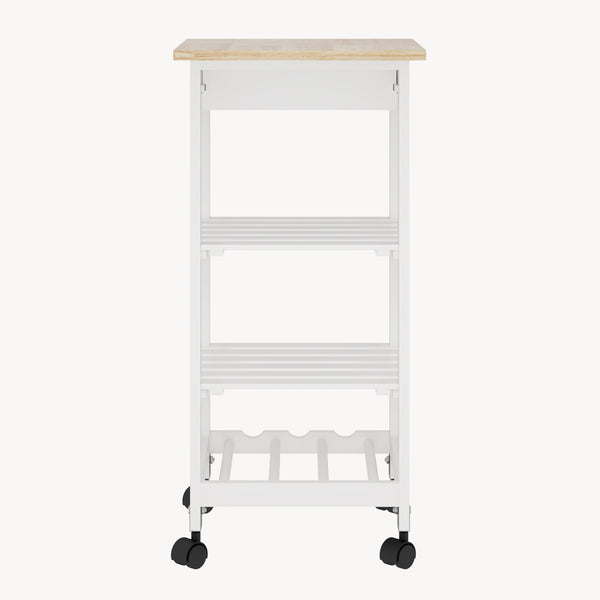 Carucior servire la masa cu roti sertar si 3 rafturi Biel 76x37x37 cm [en.casa]