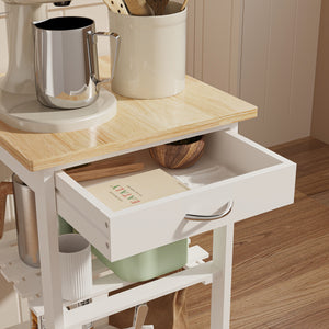 Carucior servire la masa cu roti sertar si 3 rafturi Biel 76x37x37 cm [en.casa]